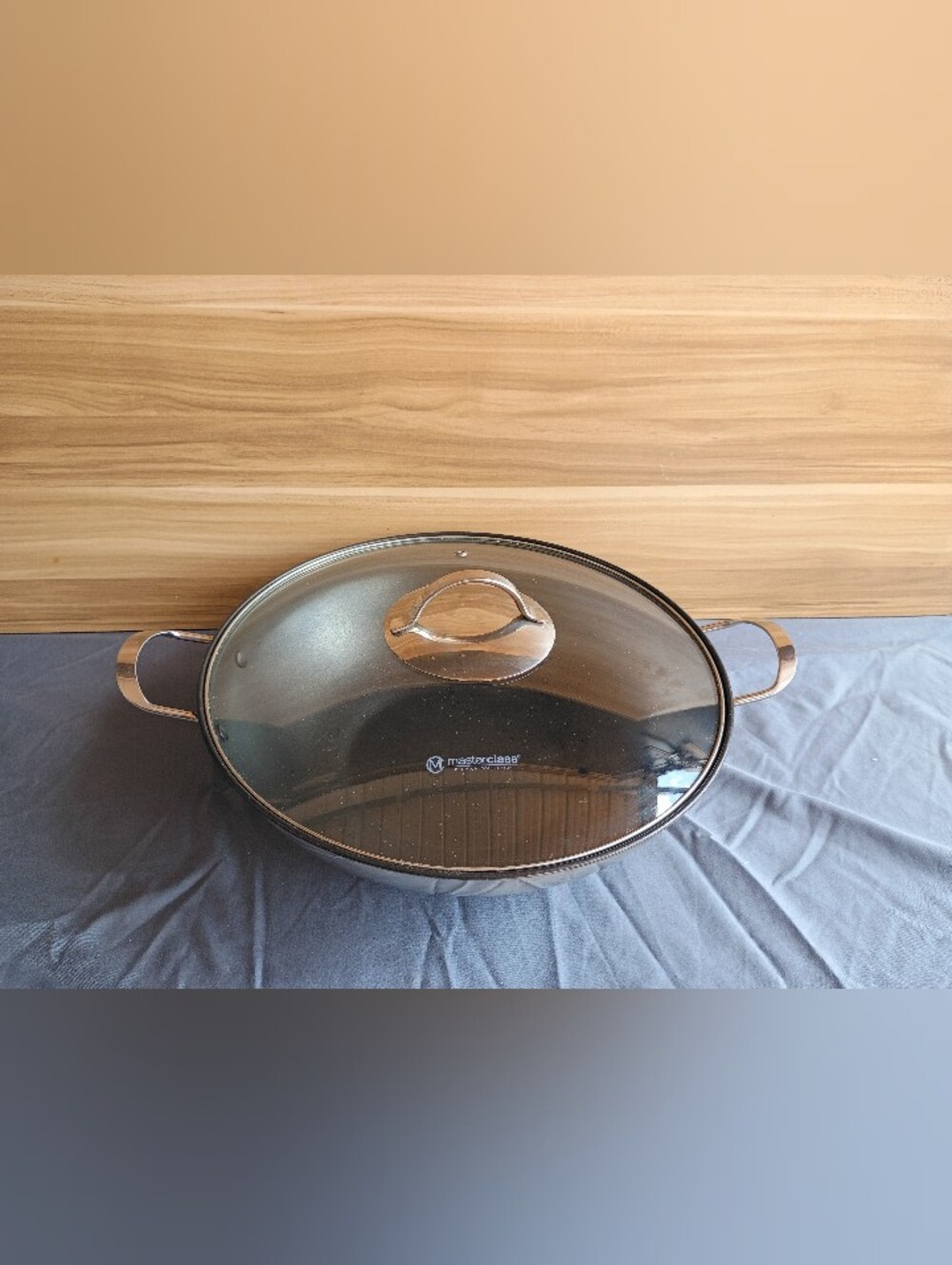 Masterclass Stainless Steel Non-Stick Double Sided 12.5" Wok With Glass Lid